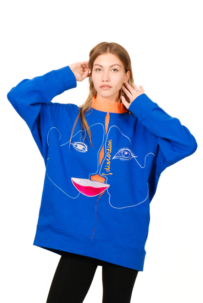 Cotton embroidered sweatshirt with fatin details