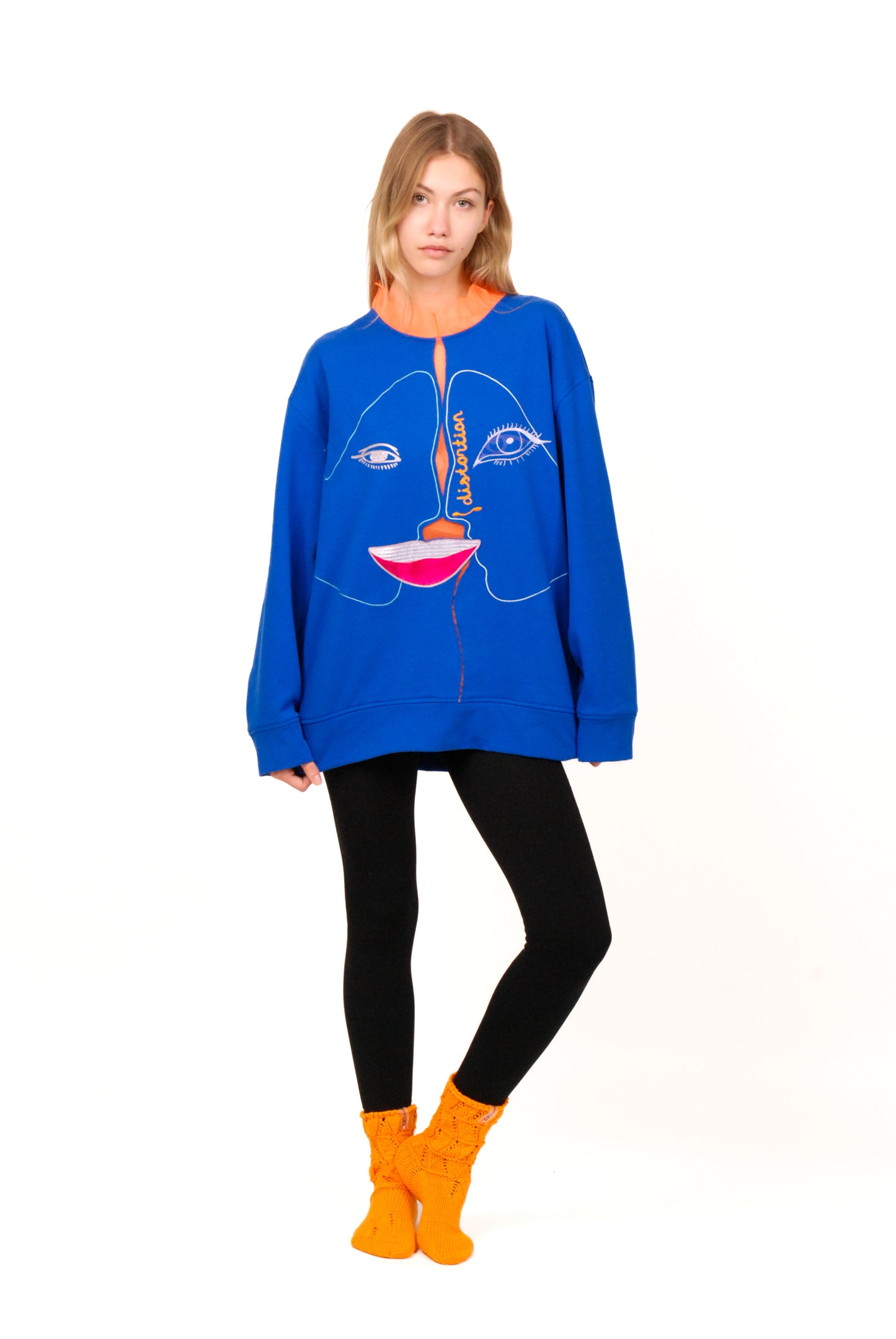 Cotton embroidered sweatshirt with fatin details