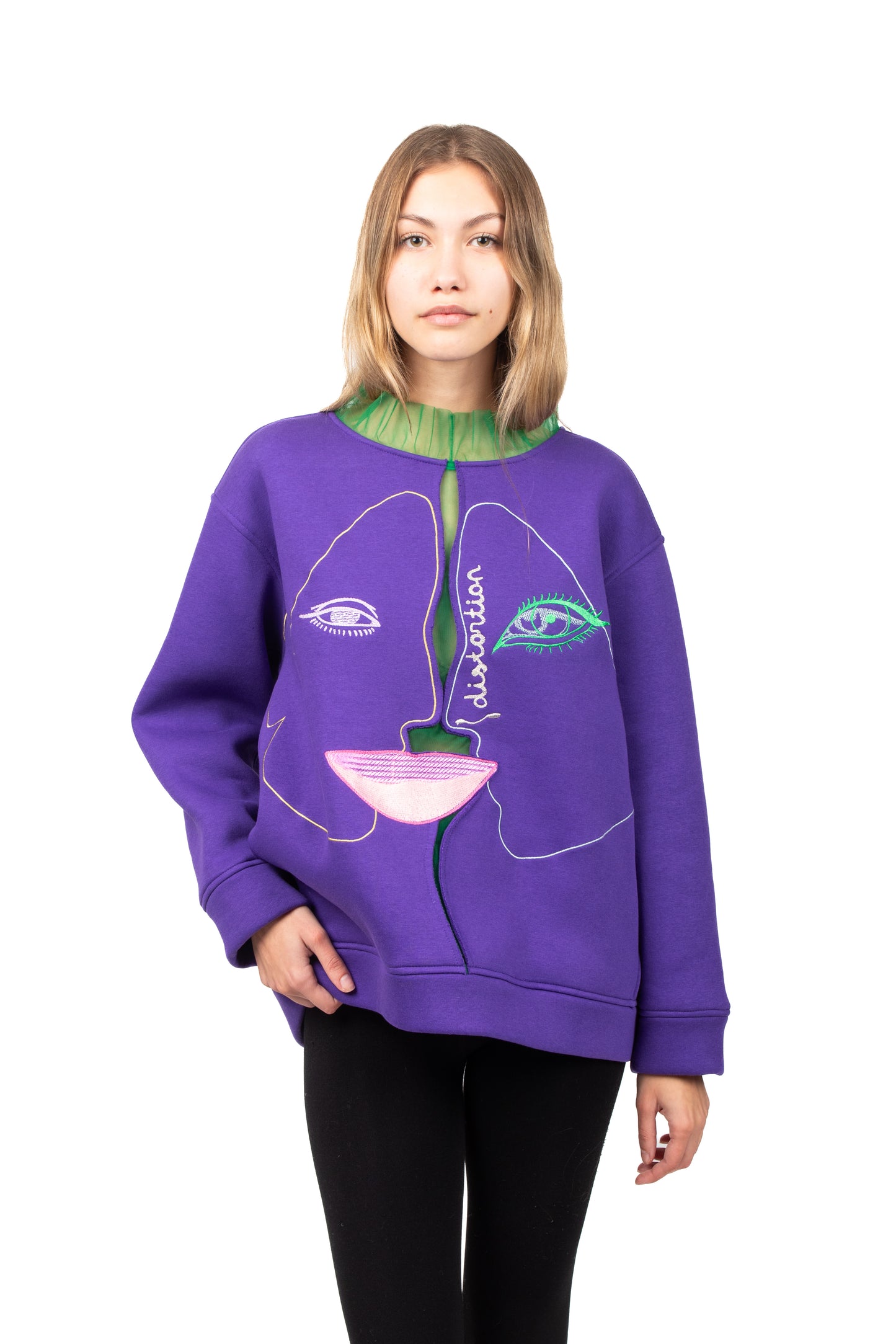 Cotton embroidered sweatshirt with fatin details