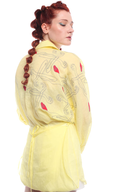 Lemon yellow breathable long shirt