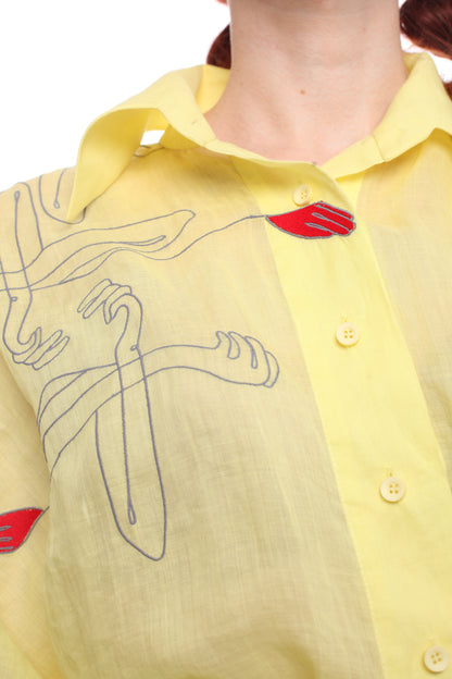 Lemon yellow breathable long shirt