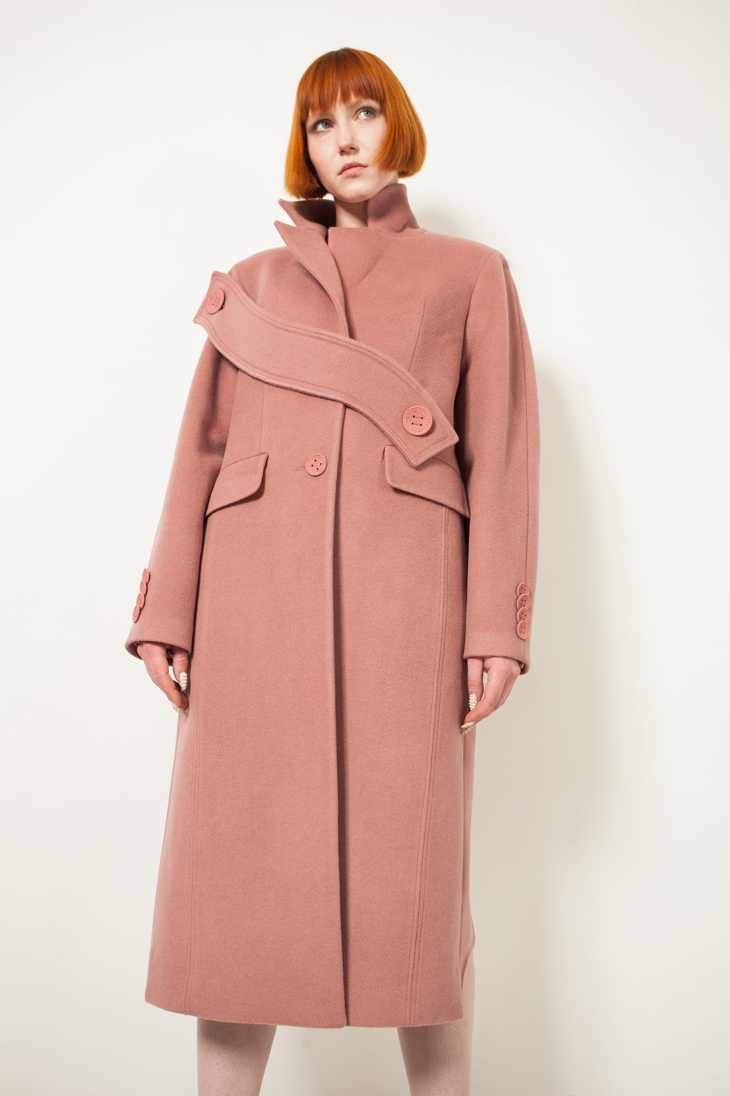 Cashmere coat with handmade embroidery