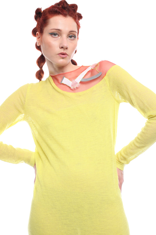 Lemon yellow jersey long sleeve top