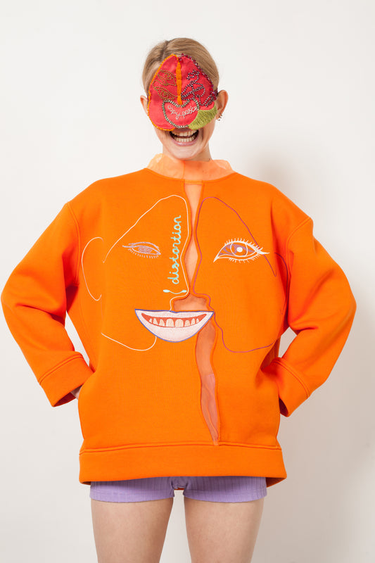 Cotton embroidered sweatshirt with fatin details