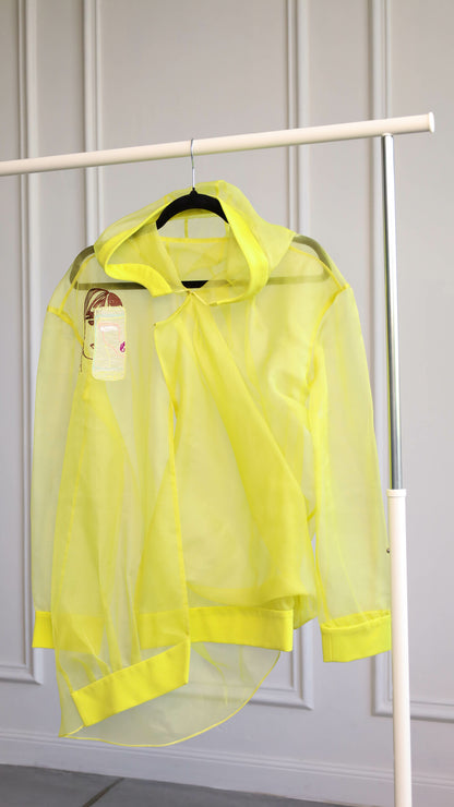 Organza transparent assymetric lemon hoodie